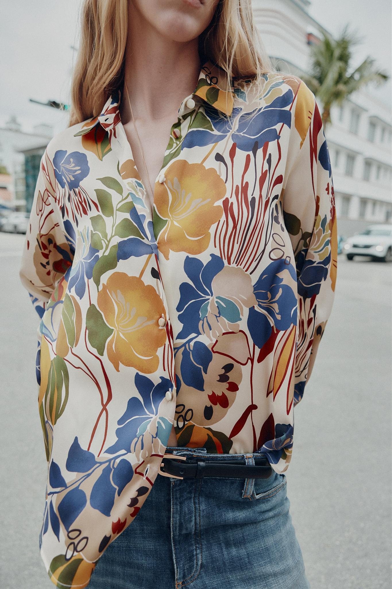 PRINTED SATIN EFFECT BLOUSE